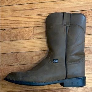 Justin Leather Work Boots Size 9D
